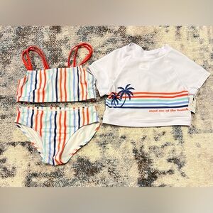 art class Striped Kids Bikini Set with Rash Guard